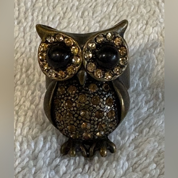 Sparkling Owl Statement Ring - Adjustable Band - Picture 5 of 12